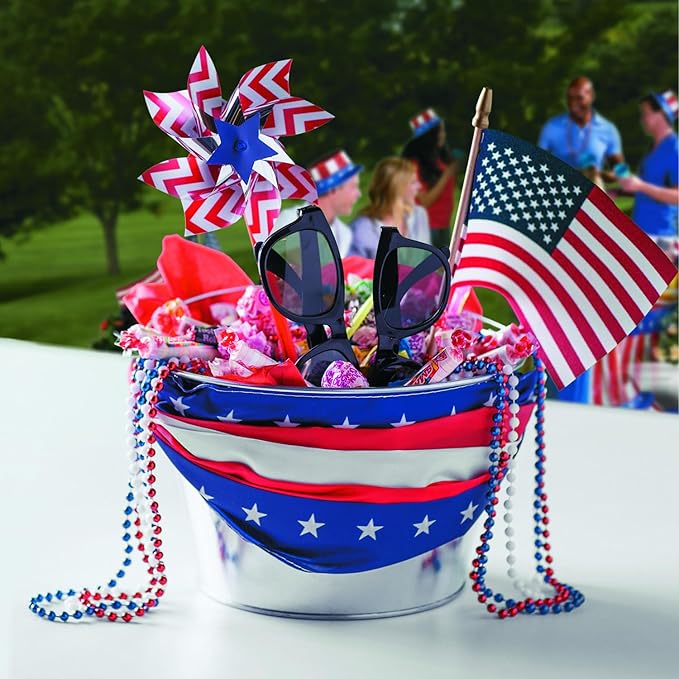 Fun Express Patriotic Pinwheels 36 Pack - Premium 4th of July Decorations with 5" Red White and Blue Spinners on 11" Sticks | Memorial Day Outdoor Decor for Kids Party Supplies & Classroom Prizes