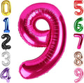 40 Inch Hot Pink Number 9 Balloon, Giant 9 Number Balloons for 9th Birthday Decorations, Party Supplies for Baby Boy Girl, Hot Pink Party Decor