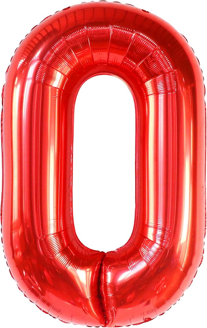Giant, Red 0 Balloon Number - 40 Inch | 0 Digit balloon, Red Party Decorations | Red Zero Balloon, Number 0 balloons For Turning red Happy Birthday Decorations