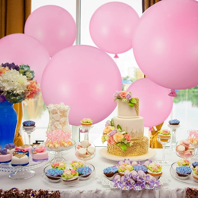 18 Pack 18/24 / 36 Inch Balloons Large Latex Giant Round Big Macaron Balloons for Wedding Birthday Party Baby Shower Decorations(Pink)