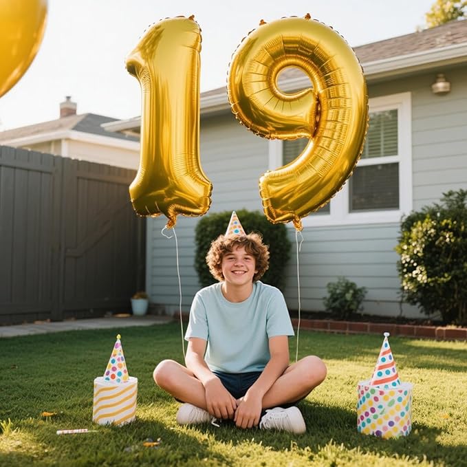 40 Inch Gold Balloon Number 9,Jumbo Mylar Foil Helium Balloon for 9 19th 29th 39th 90th 99th Digital Balloons for Birthday Party,Wedding Anniversary Party Decorations