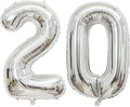 Large Silver 20 Number Balloons, 40 Inch Jumbo Number 20 Balloon, Silver Foil Mylar Balloons for Girl Sweet 20th Birthday Party, Anniversary Decorations