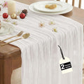 IVAPUPU 2 Pcs Cheesecloth Table Runner - 10ft Ivory White Easter Spring Boho Gauze Cheese Cloth Table Runners for Baby Shower Decoration Wedding Party Garden Farmhouse Decor