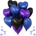 Blue Purple Heart Balloons, 12Pcs 18 Inch Metallic Blue Purple Black Heart Shape Foil Helium Large Balloons for Cartoon Kid Birthday Outer Space Astronaut Theme Baby Shower Video Game Party Decoration