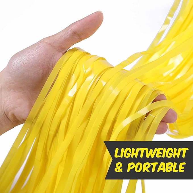 6 Pack Macaron Yellow Foil Fringe Curtains Backdrop, 3.28 x 8.2 Ft Metallic Streamers Tinsel Curtains Background for Photo Booth, Birthday, Christmas, Halloween, New Year Party Decorations