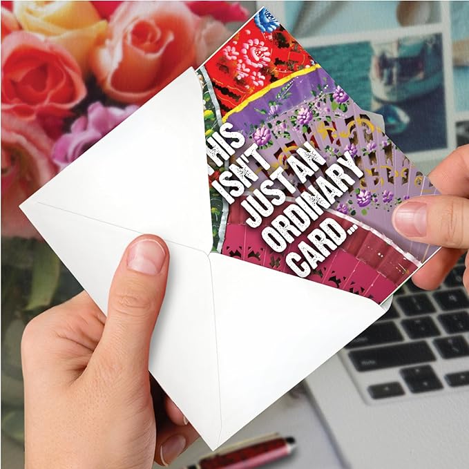 NobleWorks - 1 Funny Happy Birthday Notecard - Old Woman Humor Greeting Card with Envelope - No Ordinary Card C3511BDG