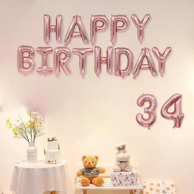 2 Set 20 Pcs Number Balloons 16 Inch Rose Gold 0-9 Number Mylar Foil Balloons Rose Gold Custom Digital Balloons for Birthday Party Engagement Graduations Anniversary Baby Shower Decor Party Supplies