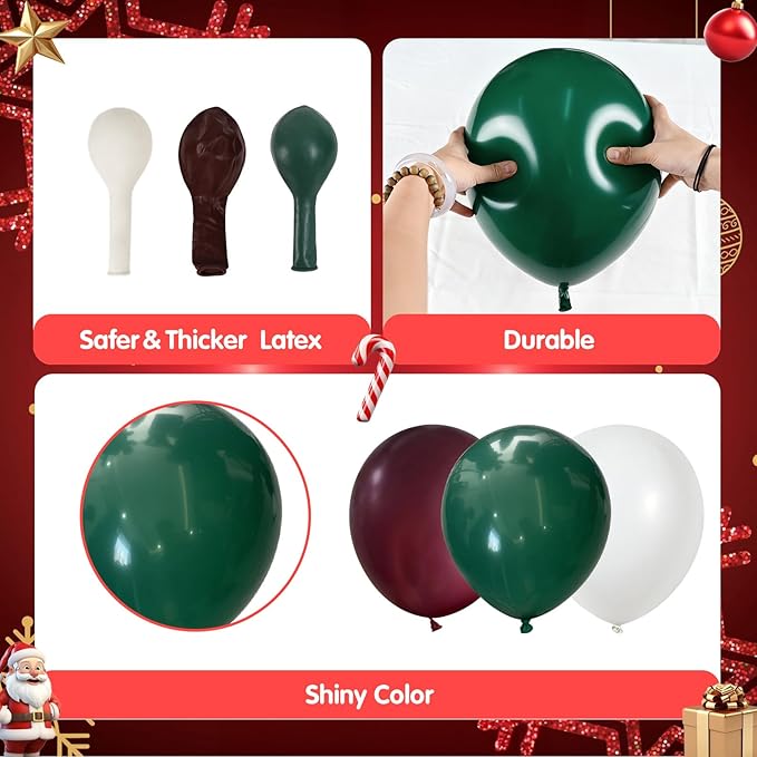 Merry Christmas Balloons Garland Arch Kit 115pcs Red Dark Green Balloons Deer Christmas Tree Print Balloons Ball Letters Foil Balloon for Merry Christmas Xmas New Year Friendsmas Birthday Party Decor