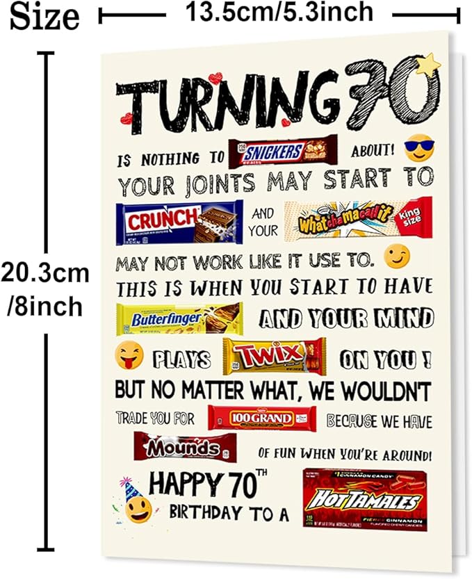 70th Birthday Card Gifts for Women Men, Happy 70th Birthday Card, Unique 70th Birthday Decorations for Dad Mom, Cool Gifts for 70 Year Old Woman Man