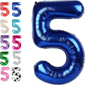 Large Night Blue 40 Inch Birthday Number 5 Balloon, Night Blue Five 5th 15 25 35 50 55 Birthday Anniversary Celebration Decorations, Foil Mylar Helium Numbers 5 Balloons Girl Boy Party Supplies