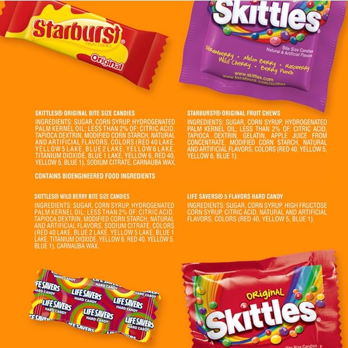SKITTLES Original,SKITTLES Wild Berry STARBURST & LIFE SAVERS Hard Candy Fun Size Fruity Candy Assortment,135 Ct Bulk Bag,(Pack of 2)