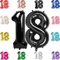 18 Balloon Number, Black Number 18th Birthday Balloons 40 Inch, 18 Years Old Black Birthday Decorations for Boys Girls, 18th Anniversary Decorations