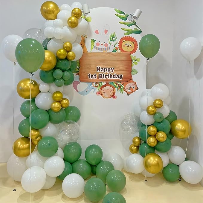300 Pcs Sage Green White Gold 12 Inch Bulk Latex Balloons, for Birthday Baby Shower Gender Reveal Wedding Party Decoration