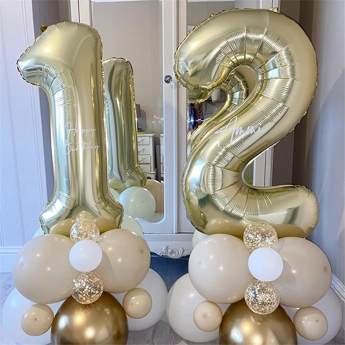 Champagne Gold Number 70 Birthday Balloons, 40 Inch Large Light Gold Foil Number 7 & 0 Balloons for Women, 70th Birthday Balloons for 70 Year Old Men Anniversary Birthday Party Decorations Supplies