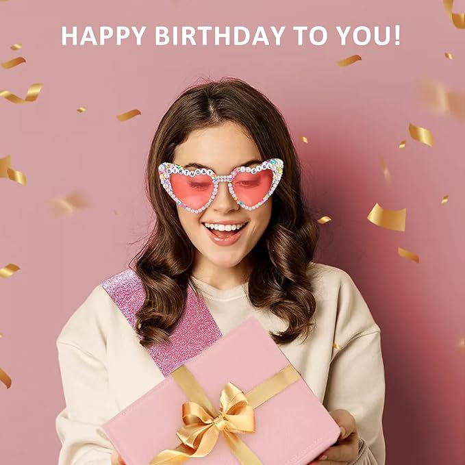 Birthday Girl Sash & Glasses Set, Pink Birthday Sash & Sunglasses, 'BIRTHDAY GIRL' Accessories for Women Girls