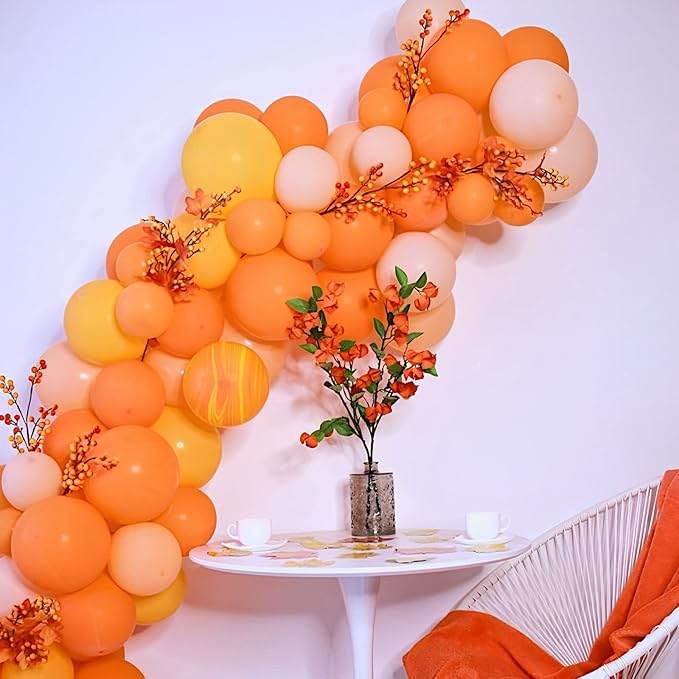105pcs Orange Balloons 12inch Party Latex Balloons for Boys Girls Birthday Baby Shower Gender Reveal Wedding Sunflower Party Decorations