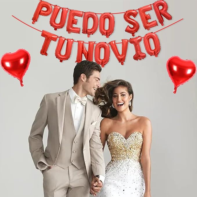 2 Set 30Pcs Red PUEDO SER TU NOVIO Letter Balloons 16in Balloon Foil Letter Decorations Party Decor Red Letter Balloons PUEDO SER TU NOVIO Party Supplies