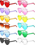 Photect 12 Pair Heart Shaped Sunglasses Neon Color Transparent Heart Glasses for Women Party Favor