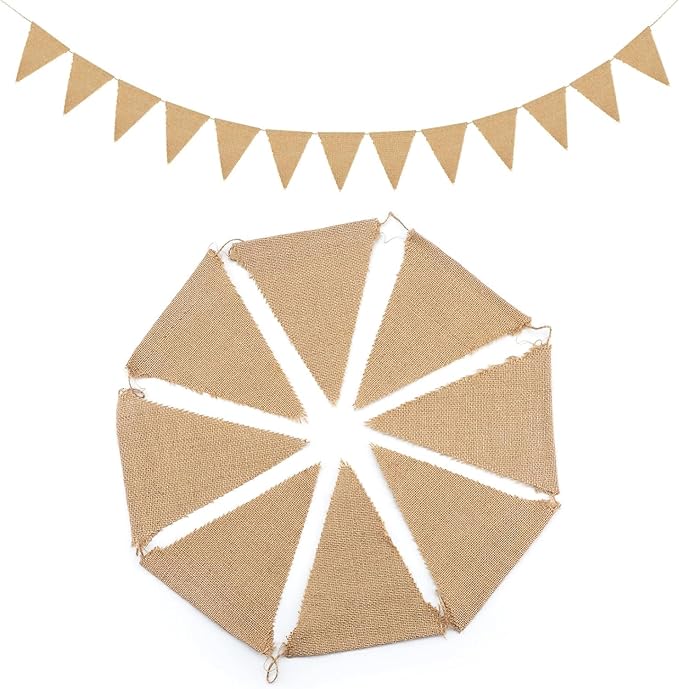 Dahi 32Ft Burlap Banner 48pcs DIY Burlap Banner Brown Fabric Triangle Flag Pennant Banner for Party Decorations Wedding Birthday Outdoor Garden Classroom Decoraction（Brown）