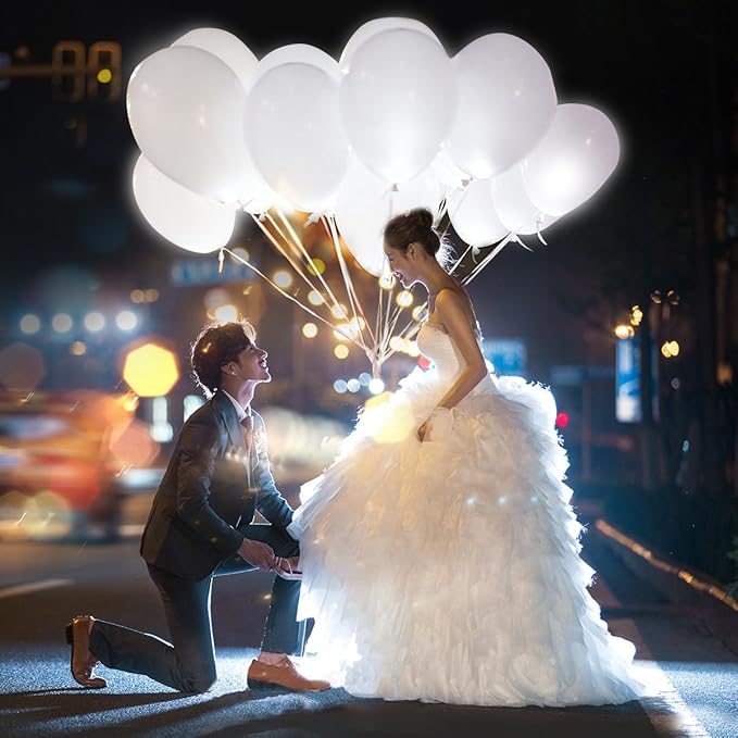 40pcs LED Light Up White Balloons by ALUNME Non Flashing Party Wedding balloon Lights Long Standby Time for Dark Party Supplies,Wedding Decorates