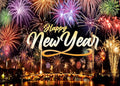CYLYH 7X5FT Happy New Year Backdrop New Year's Eve Night City Fireworks Show Backdrop New Year Party Decorations