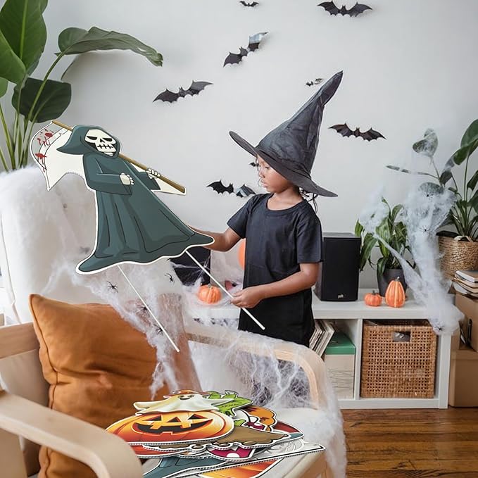 8 PCS Cute Halloween Decorations Outdoor Yard Signs,Large Yard Stakes Signs Pumpkin Ghost,Tombstone, Skeleton, Hand, Halloween Lawn Decoration for Family Friendly Kids Home Party