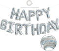 TONIFUL Laser Silver Happy Birthday Balloon Banner 16 Inch Mylar Foil Letters Birthday Sign Bunting Reusable for Girls Boys Kids & Adults Birthday Decorations and Party Supplies