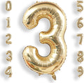 AULE 40 Inch Large 3 Balloon Numbers Light Gold, Big Foil Number Balloons, Giant Helium Happy Birthday Party Decorations for Man and Women, Huge Mylar Anniversary Party Supplies