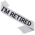 Officially Retired Elegance Sash - Retirement Sash for Both Women and Men with Pearl Safety Pin. Perfect for Retirement Parties, Events, and Thoughtful Novelty Gifts (3 Silver, Large)