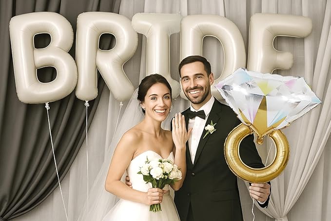 PartyForever 2 Gold Glitter Ring Bachelorette Party Balloons with 40inch Bottle Balloon and Glass Balloon Hen Party Decorations Balloons for Bridal Shower