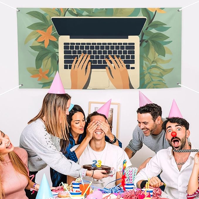 Officeb Large Party Banner Sign 47.2 x23.6 Inch Wall Hanging Backdrop Banner Birthday Party Outdoor & Indoor Party Decoration Banner