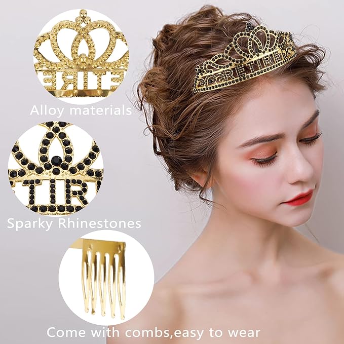 SuPoo Retirement Party Decorations Retired Sash for Women Black Gold Retired Tiara Crown Rhinestone Headband Retirement Gifts The Legend Has Retired Sash for Both Women and Men Party Supplies Favors