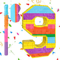 Rainbow Number 9 Pinata Birthday Decorations for Kids, Rainbow Pinata with Bat Stick Blindfold for Boys Girls 9th Birthday Celebrations Baby Shower Party Supplies (16.14x10.6x2.95 Inches)