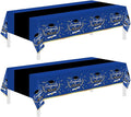 Childom 2 Pack Graduation Tablecloth,Graduation Decorations Class of 2026 Graduation Party Decorations,54"x108" Blue and Gold Plastic Table Cloth Disposable Rectangle for Home,School,Party Supplies