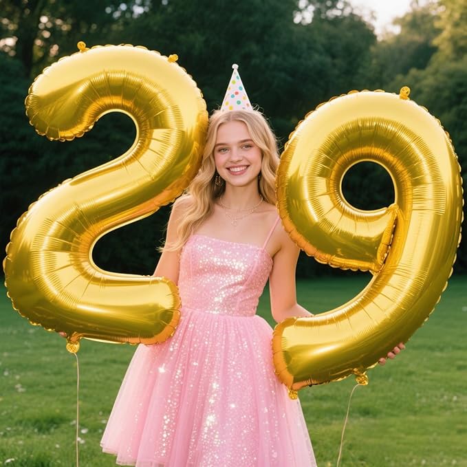 40 Inch Gold Balloon Number 29 Balloon,Jumbo Mylar Foil Helium Balloon for 29 Birthday Digital Balloons for Birthday Party,Wedding Anniversary Party Decorations