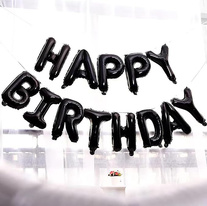 [85 PCS] 16" Foil Personalized Name Happy Birthday Balloons Letters, Mylar Aluminum Custom Name and Age Letter Balloons, 2 Sets A- Z & 0-9 for Birthday Party Graduation Wedding Holiday Event (Black)