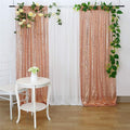 Juya Delight 2ft x 8ft x 2Pcs Rose Gold Sequin Photography Backdrop Curtain for Party Banquet Festival Wedding Anniversary Exhibition