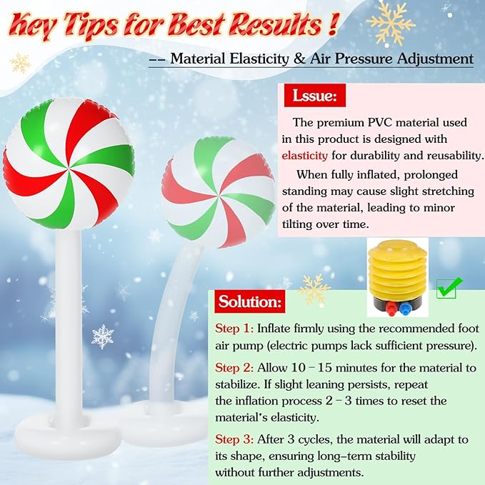 1 Pcs Christmas Inflatable Outdoor Decorations 4 FT Christmas Candy Inflatable Column Decoration for Winter Xmas Lawn Yard Garden Home Decor