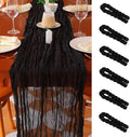 Snowkingdom 6PCS 10 Ft Black Cheesecloth Table Runner, 120 inch Long Cheese Cloth Boho Gauze Runners for Wedding Bridal Baby Shower Birthday Holiday Party Halloween Table Decorations