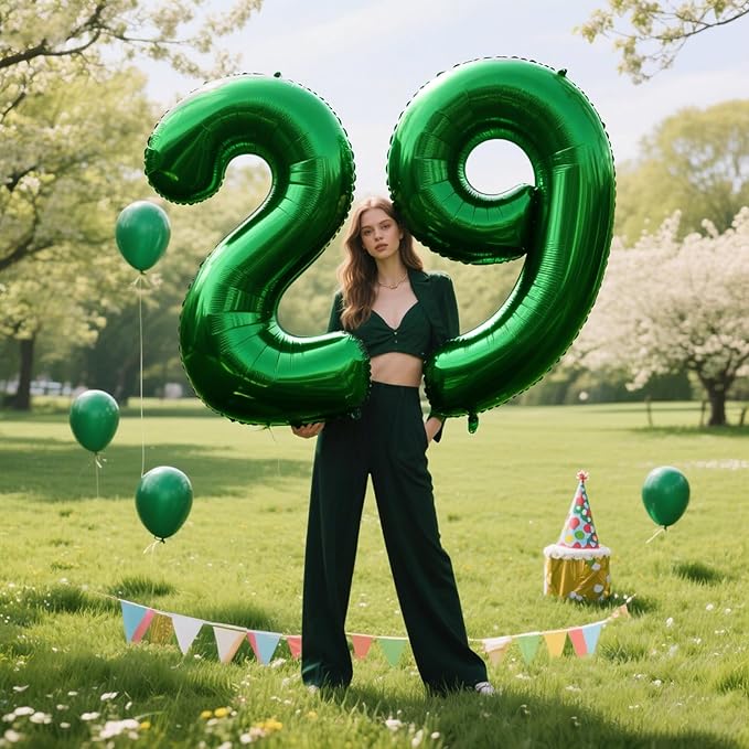 40 Inch Balloon 2 Number Balloons,Giant Number 2 Balloons Foil Mylar Helium Green Number Balloons for 12th 20th 21st Birthday Party Supplies Anniversary Event Celebration Decorations