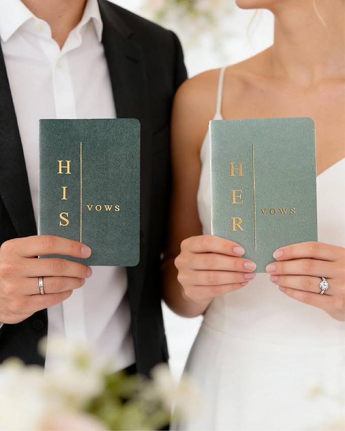 Vow Books His and Hers, Wedding Vow Books with Soft Touch Gold Foil Engraving, Wedding Essentials, Wedding Accessories