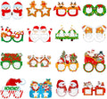 16Pcs Christmas Party Glasses Frames, Funny Xmas Paper Glasses Christmas Eyeglasses Photo Booth Props for Xmas Party Decorations Supplies