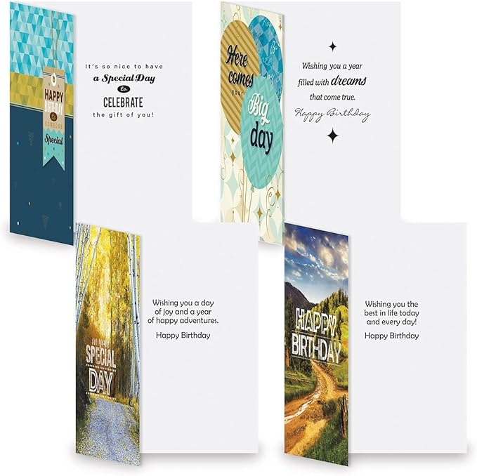Current For Him Birthday Greeting Cards Value Pack - Set of 20, 10 Unique Designs, Large 5 x 7 Inch Cards, Sentiments Inside, Envelopes Included
