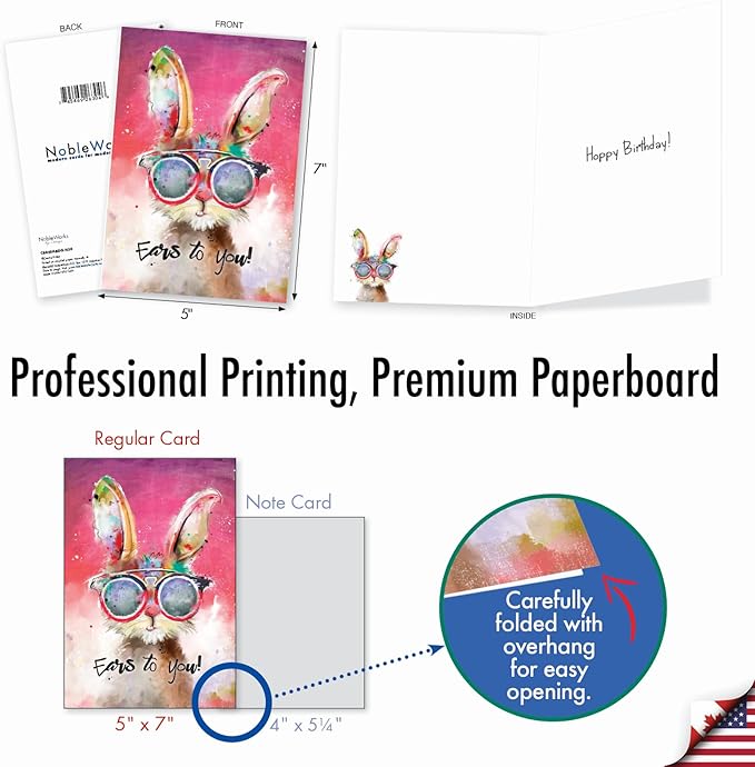 NobleWorks - Funny Birthday Greeting Card with 5 x 7 Inch Envelope (1 Card) Bday Sassy Animals - Rabbit C8850ABDG