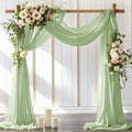 Wedding Arch Draping Fabric 30'' x 18FT Sheer Chiffon Arch Drape Backdrop 2 Panel Sage Green Drapes for Easter Bridal Shower Photo Booth Church Decor Birthday Party Outdoor Decoration