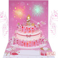 Musical Birthday Cards with Light and Music, Blowable, 3D Birthday Popup Cards for Men & Women– Plays Hit Song 'HAPPY Birthday' (pink)