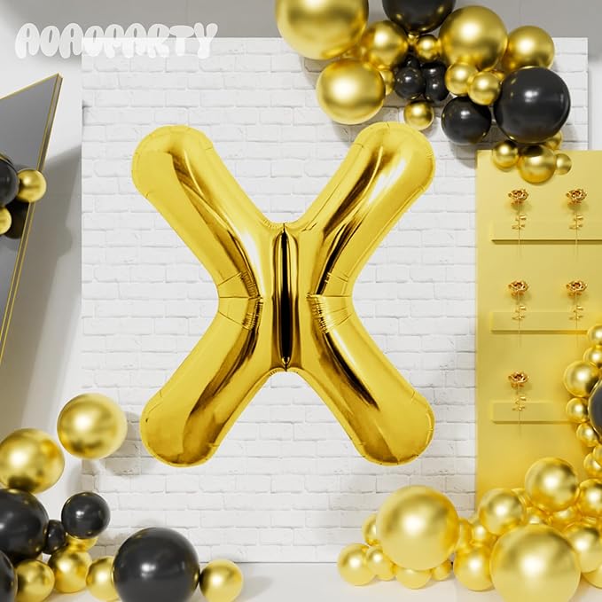 Letter Balloons 40Inch Large Giant big Foil Mylar Gold Balloons X for Birthday Party Decorations