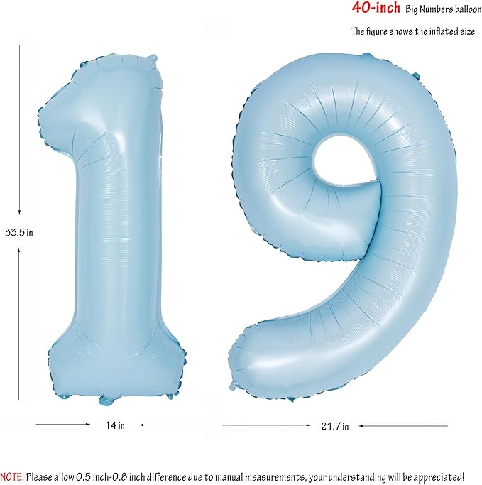 40 In Matte Blue Number Balloons Helium Foil Mylar Balloon Birthday Party banquet Decoration Digital 19
