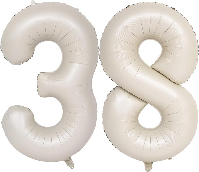 40 In Cream white Number Balloons Helium Foil Mylar Balloon Birthday Party banquet Decoration Digital 38