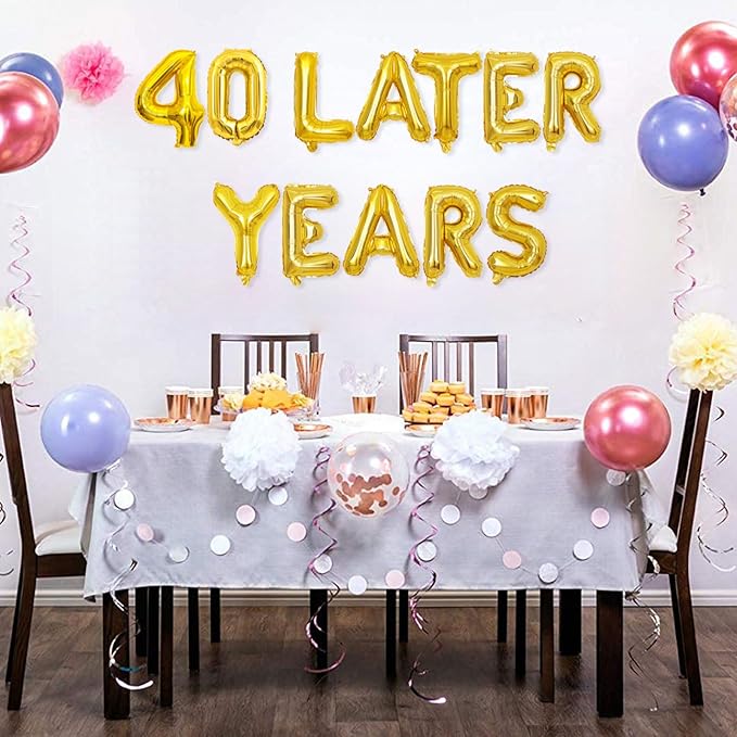 Gold 40 Years Later Letter Balloons 16in Balloon Foil Letter Decorations Party Decor Gold Letter Balloons 40 Years Later Party Supplies